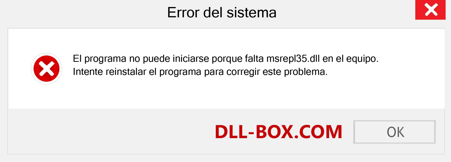 ¿Falta el archivo msrepl35.dll ?. Descargar para Windows 7, 8, 10 - Corregir msrepl35 dll Missing Error en Windows, fotos, imágenes